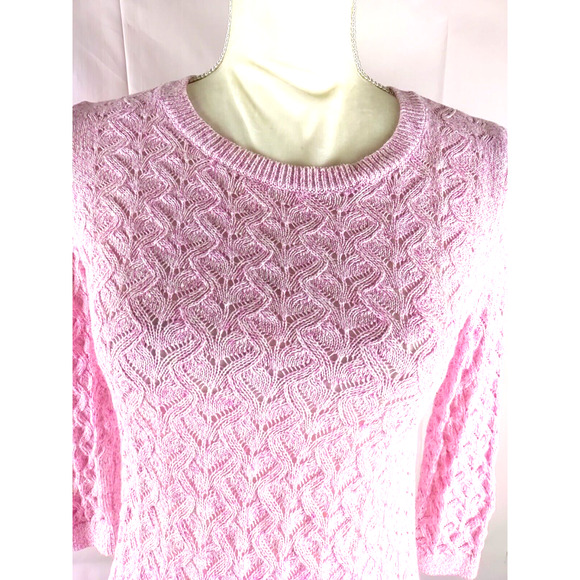 Talbot's Petite Women's Small Pink Sweater Size P Quarter Sleeve Lose Weave - Picture 2 of 8